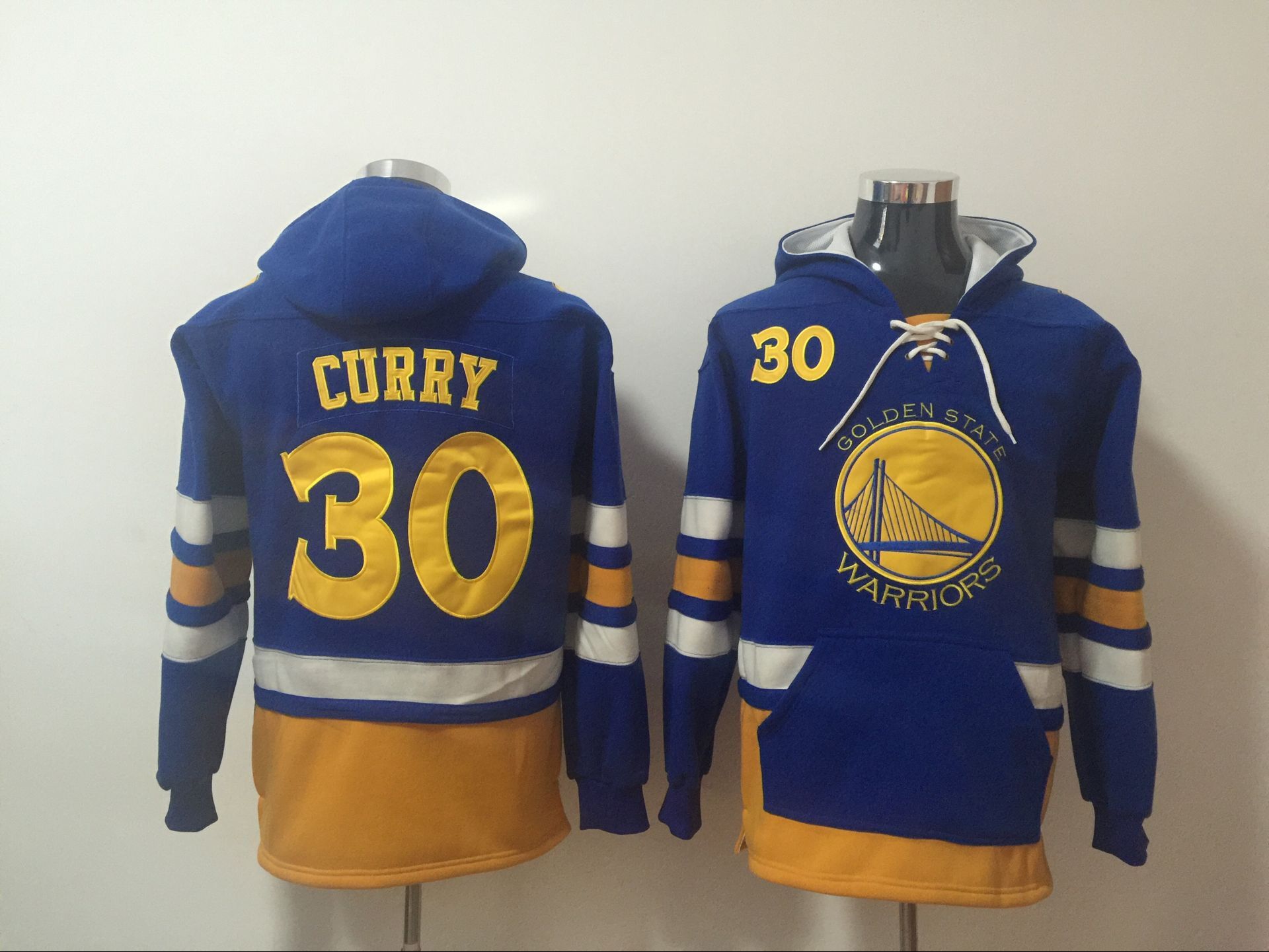 Men 2017 NBA Golden State Warriors #30 Curry Blue hoodie->ncaa teams->NCAA Jersey